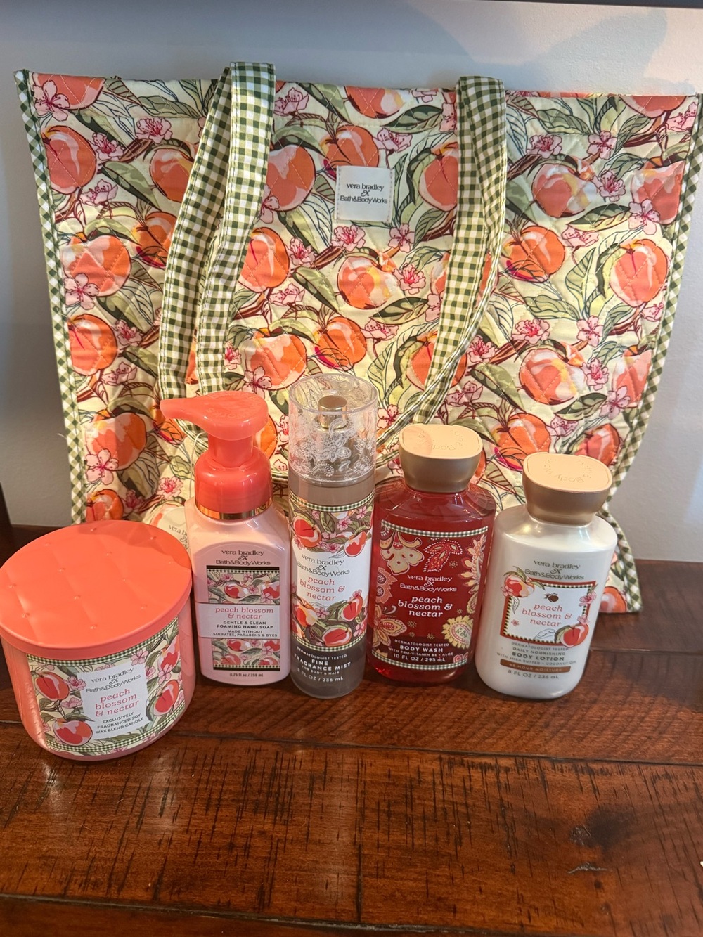 Vera Bradley Bath & Body Works Peach Blossom & Nectar 6 Piece Gift Set NWT